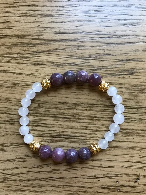 Bracelet Lepidolite and Quartz