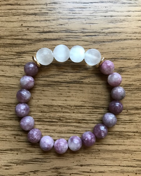 Lepidolite with Moonstone bracelet