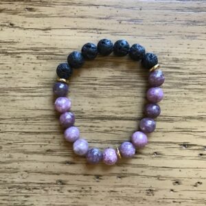 Bracelet Lepidolite with Vocanic Rock
