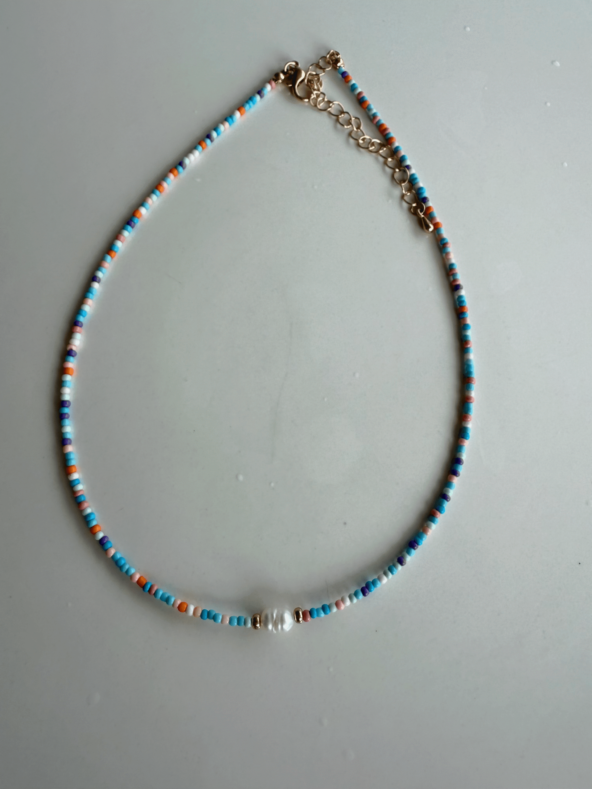 Bead Neckless Pastel Color Mother of Pearl